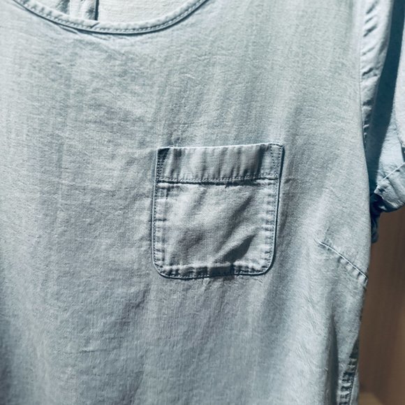 J. JILL DENIM TUNIC TOP SHORT SLEEVE ROUND NECK FRONT POCKET SIZE Large - Picture 5 of 6